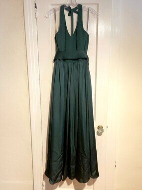 White by Vera Wang Halter Dress Forest Green Bridesmaid Dress